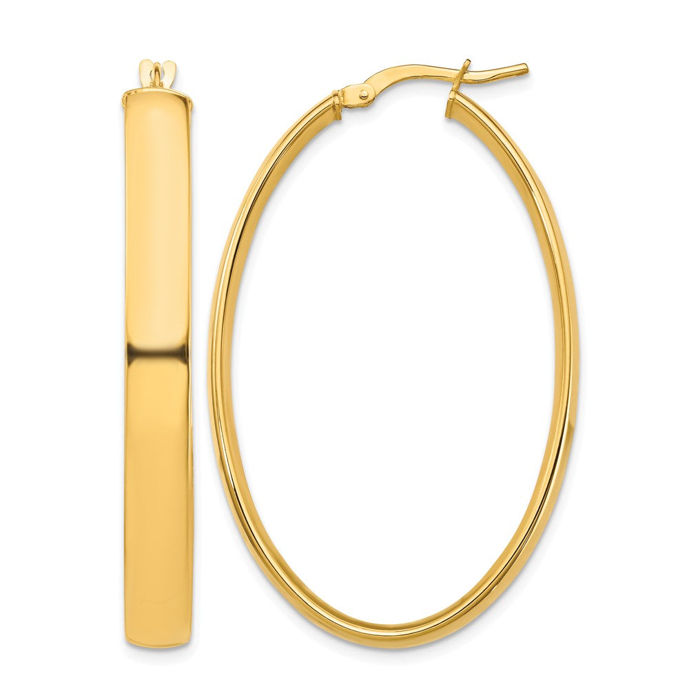 14k High Polished 5mm Oval Hoop Earrings