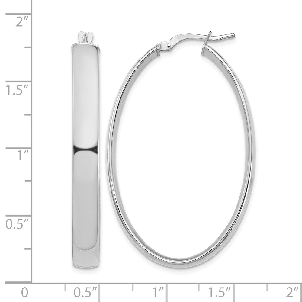 14k White Gold High Polished 5mm Oval Hoop Earrings