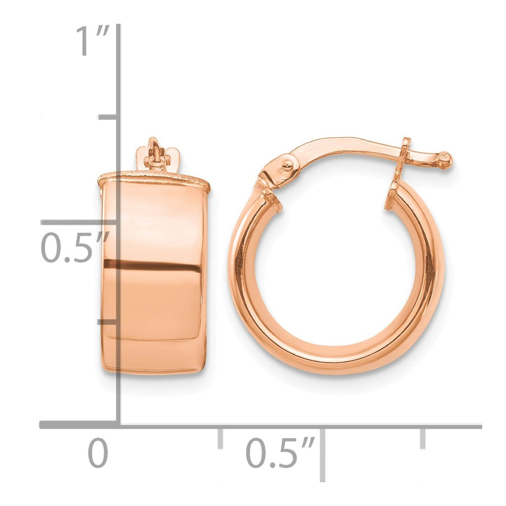 14k Rose Gold High Polished 7mm Hoop Earrings