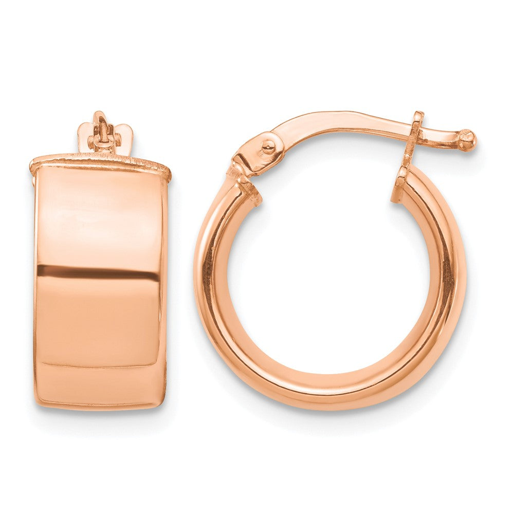 14k Rose Gold High Polished 7mm Hoop Earrings