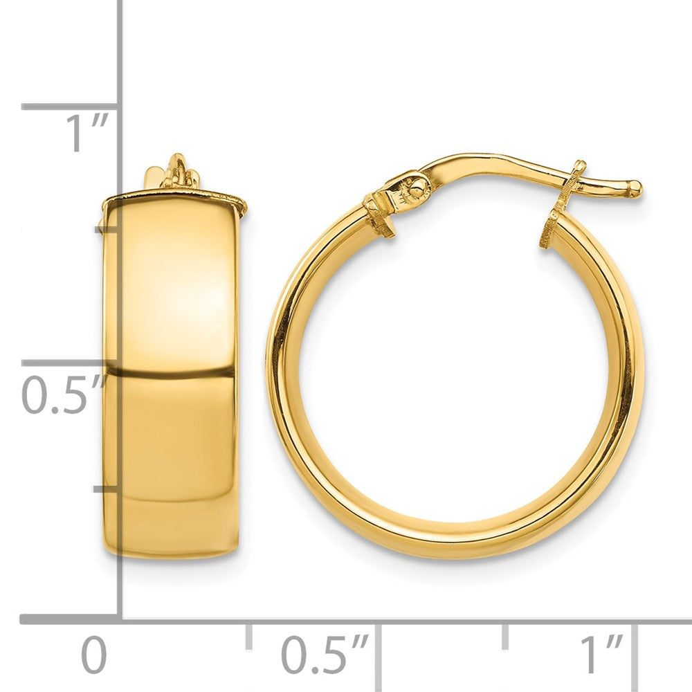 14k High Polished 7mm Hoop Earrings