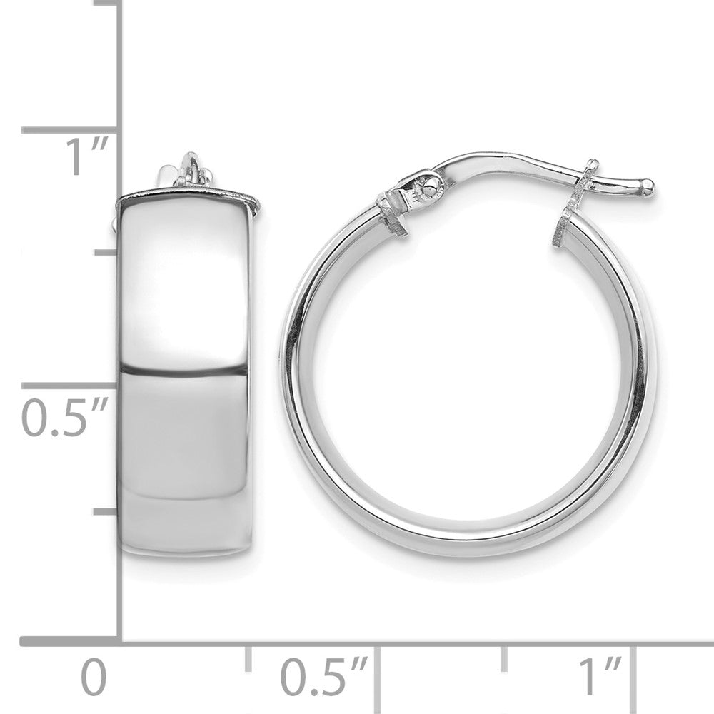 14k White Gold High Polished 7mm Hoop Earrings