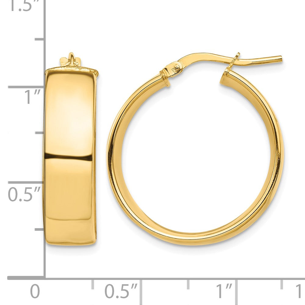 14k High Polished 7mm Hoop Earrings