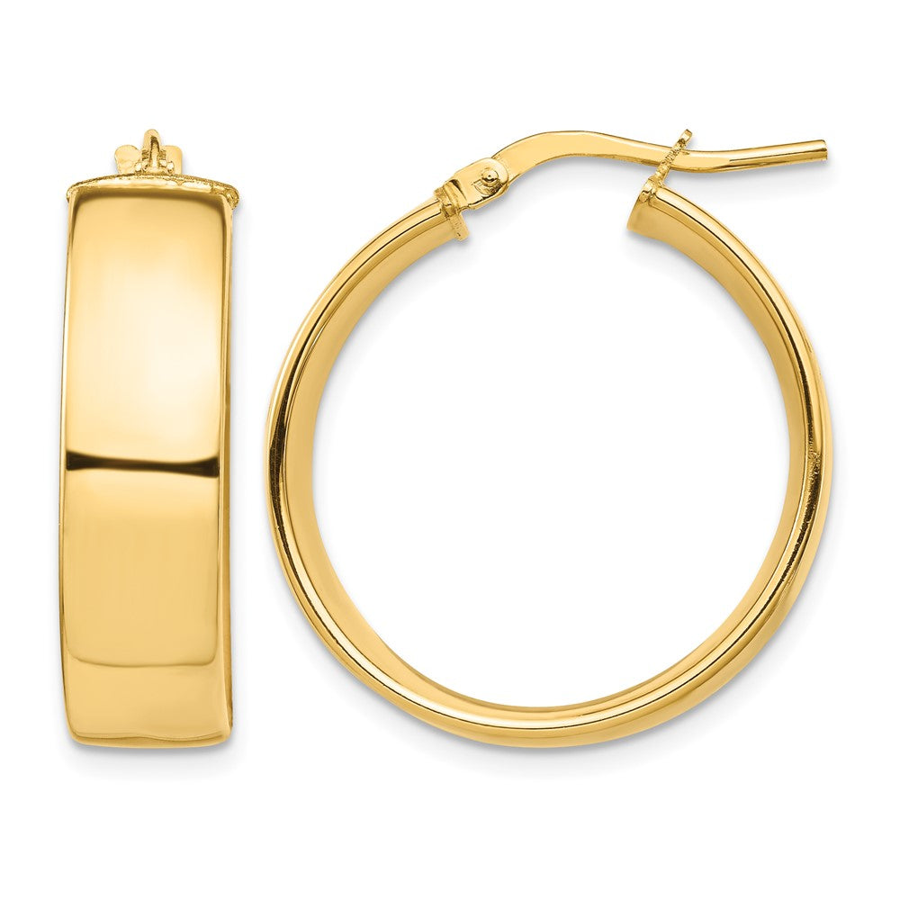 14k High Polished 7mm Hoop Earrings