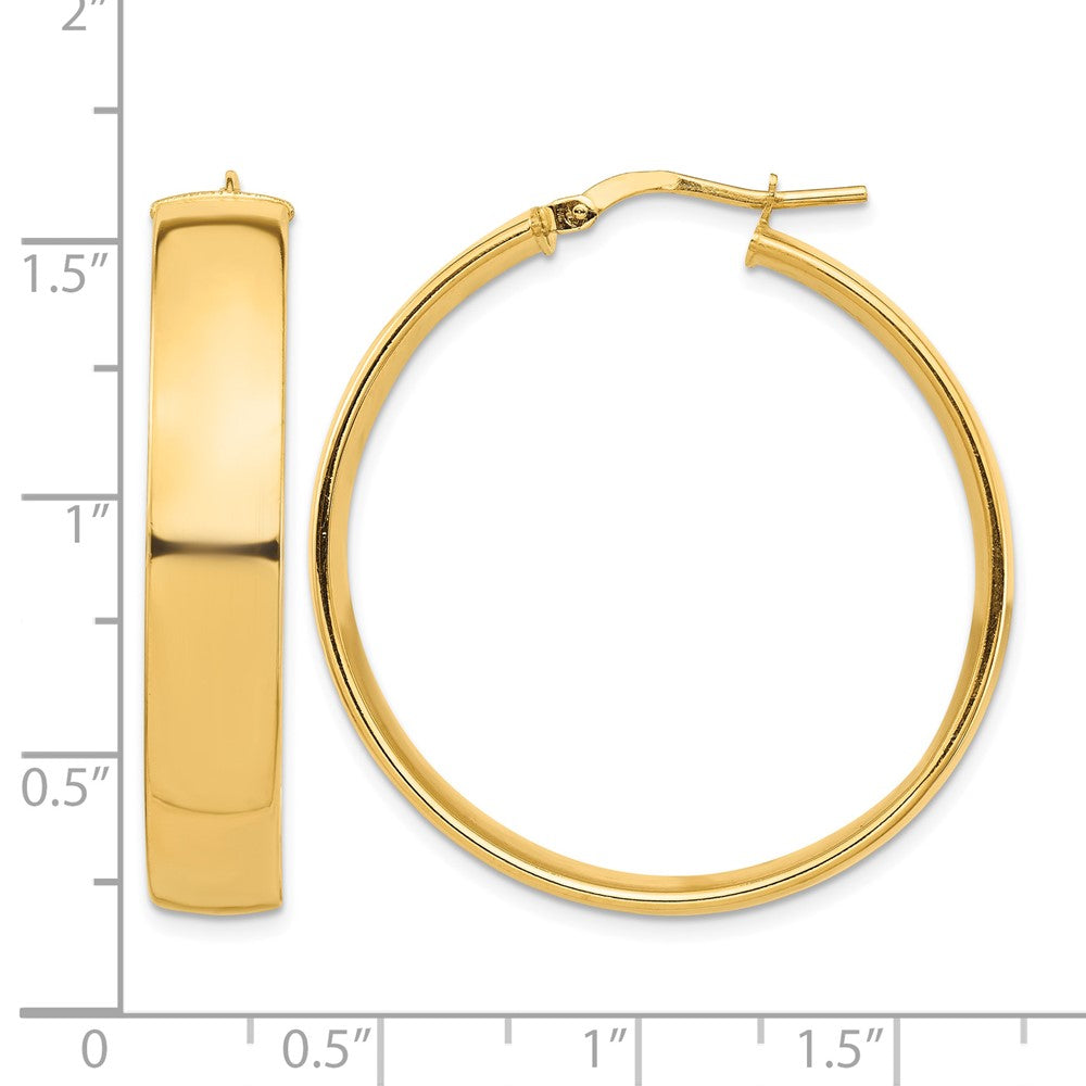 14k High Polished 7mm Hoop Earrings