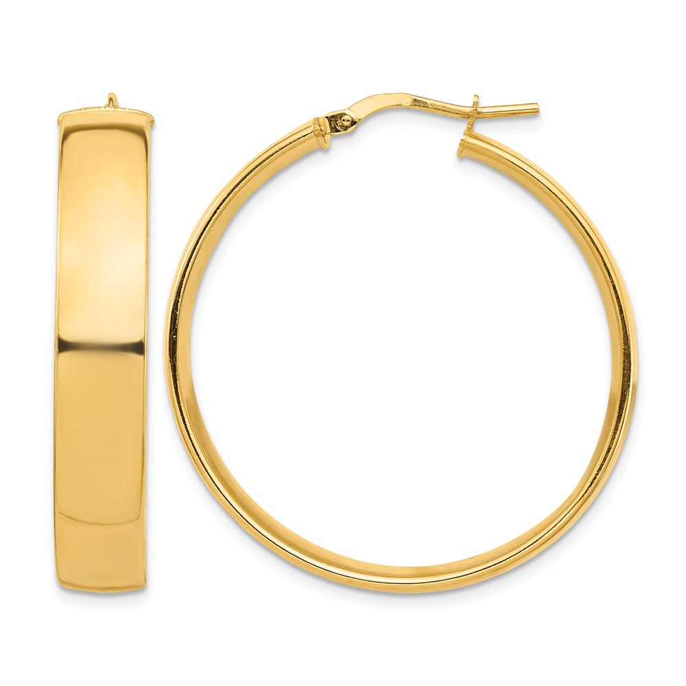 14k High Polished 7mm Hoop Earrings