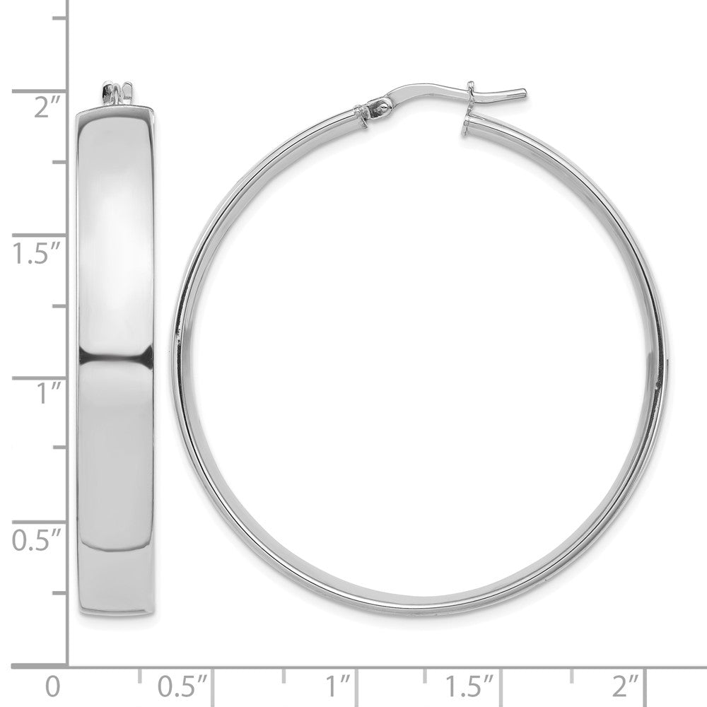 14k White Gold High Polished 7mm Hoop Earrings