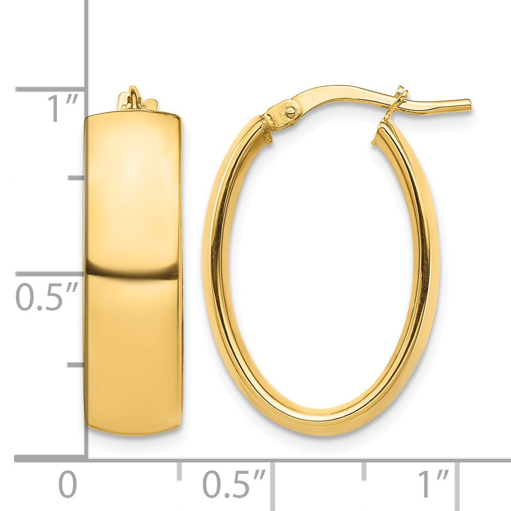 14k High Polished 7mm Oval Hoop Earrings