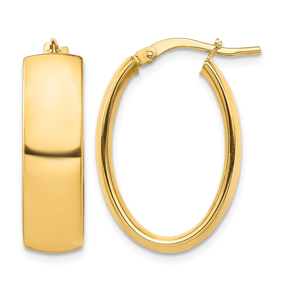 14k High Polished 7mm Oval Hoop Earrings