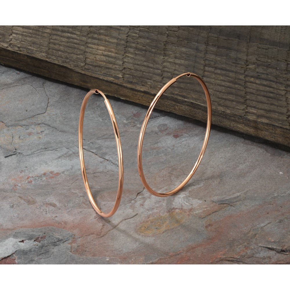 14k Rose Gold 1.50mm Polished Endless Tube Hoop Earrings