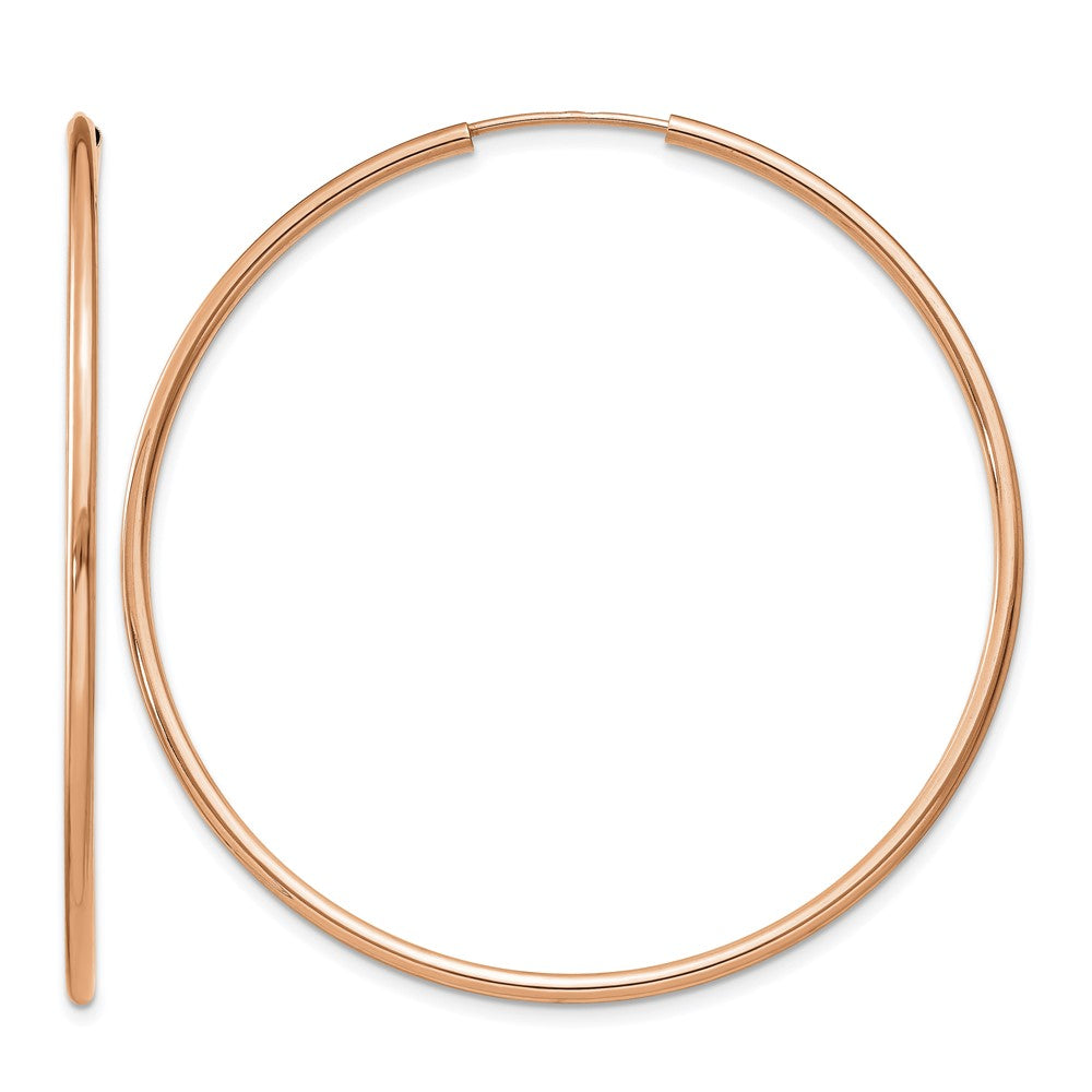 14k Rose Gold 1.50mm Polished Endless Tube Hoop Earrings