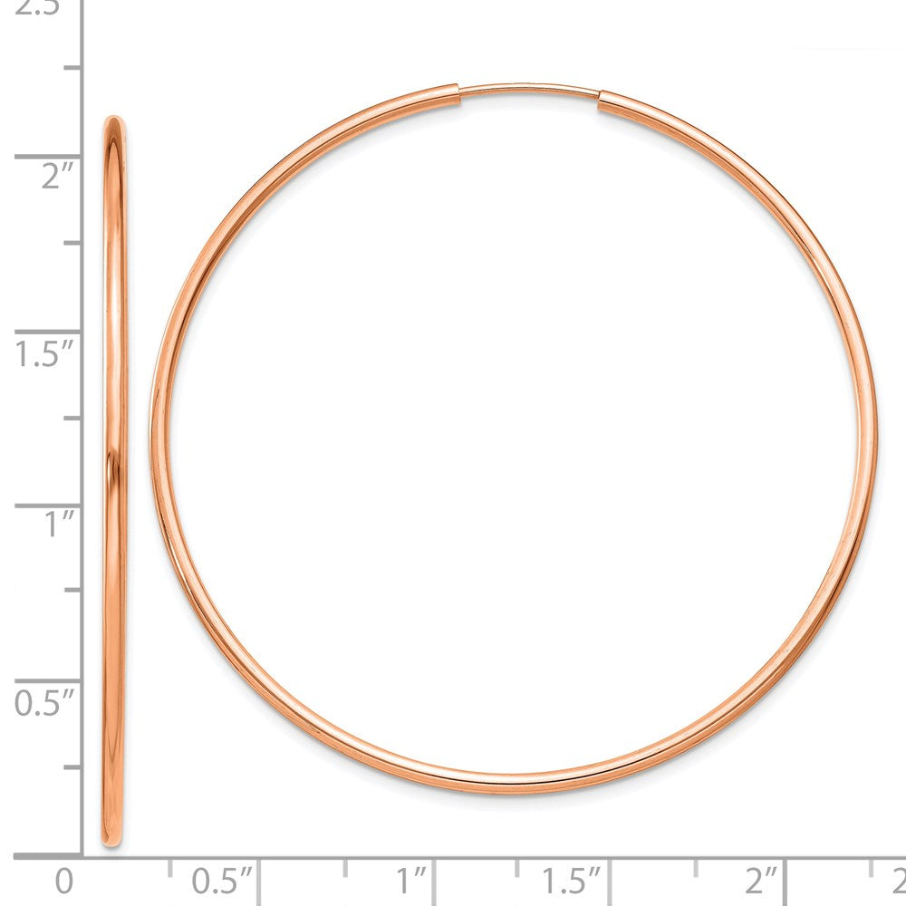 14k Rose Gold 1.50mm Polished Endless Tube Hoop Earrings