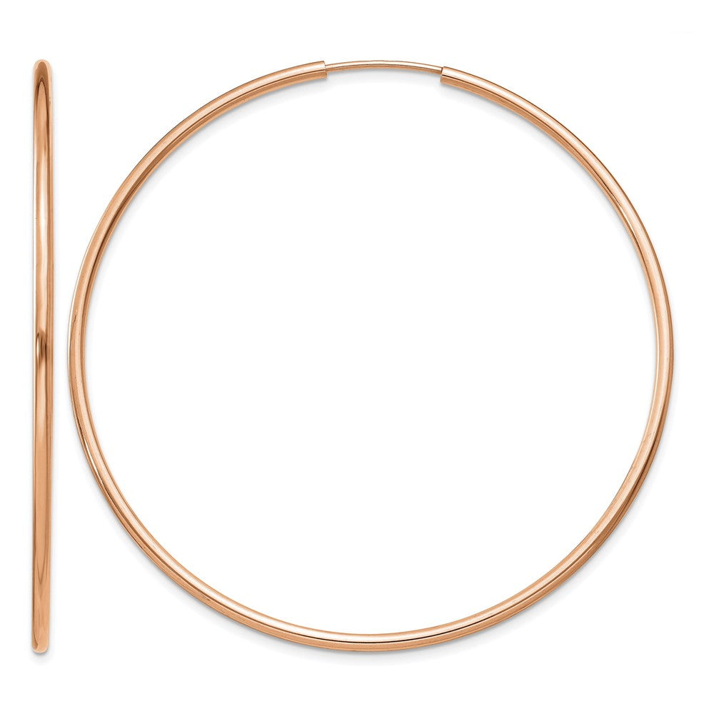 14k Rose Gold 1.50mm Polished Endless Tube Hoop Earrings