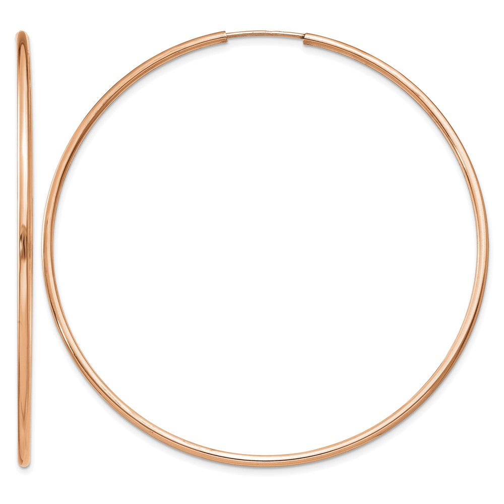 14k Rose Gold 1.50mm Polished Endless Tube Hoop Earrings