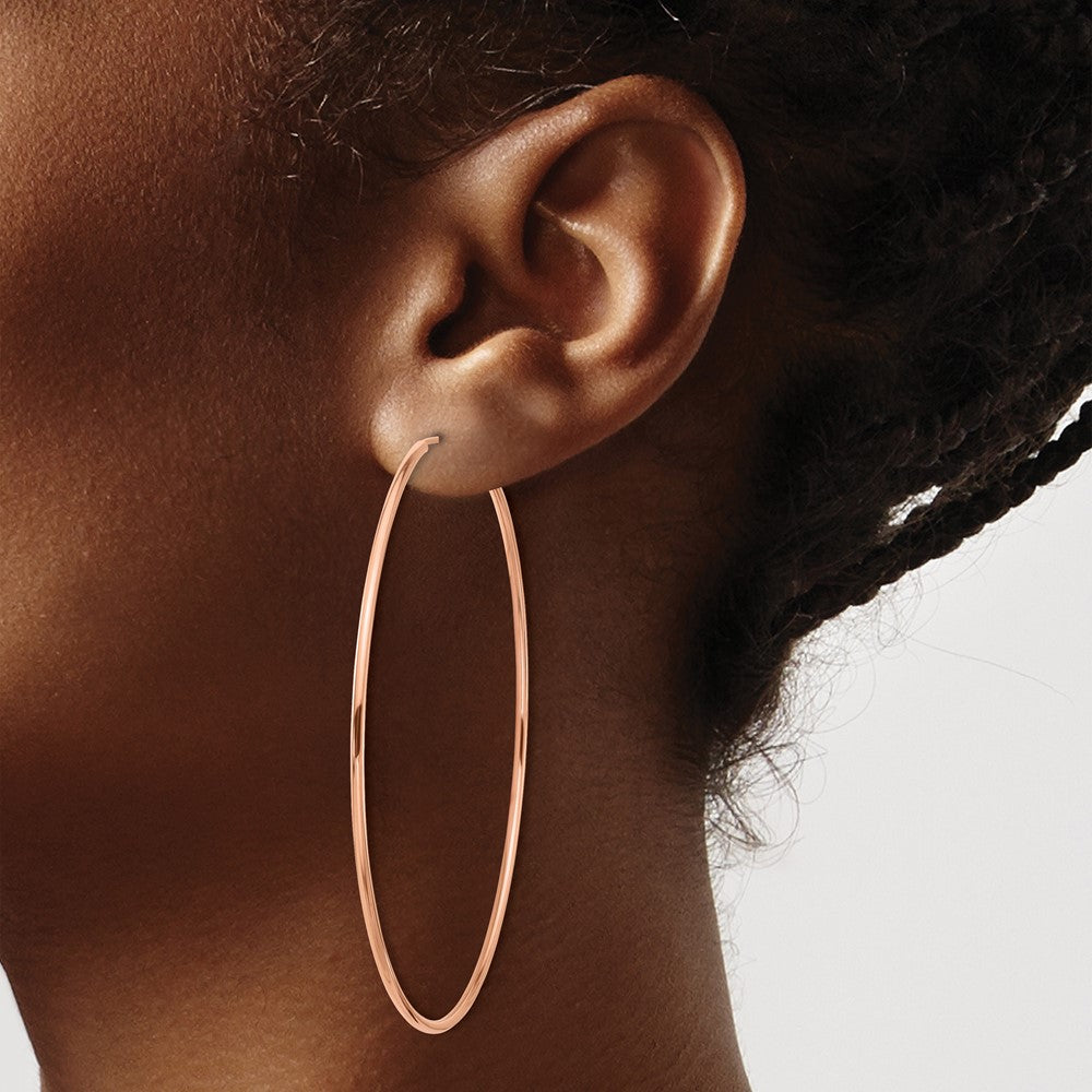14k Rose Gold 1.50mm Polished Endless Tube Hoop Earrings