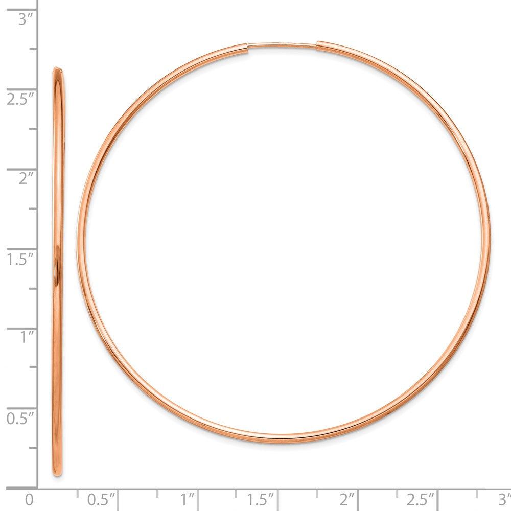 14k Rose Gold 1.50mm Polished Endless Tube Hoop Earrings