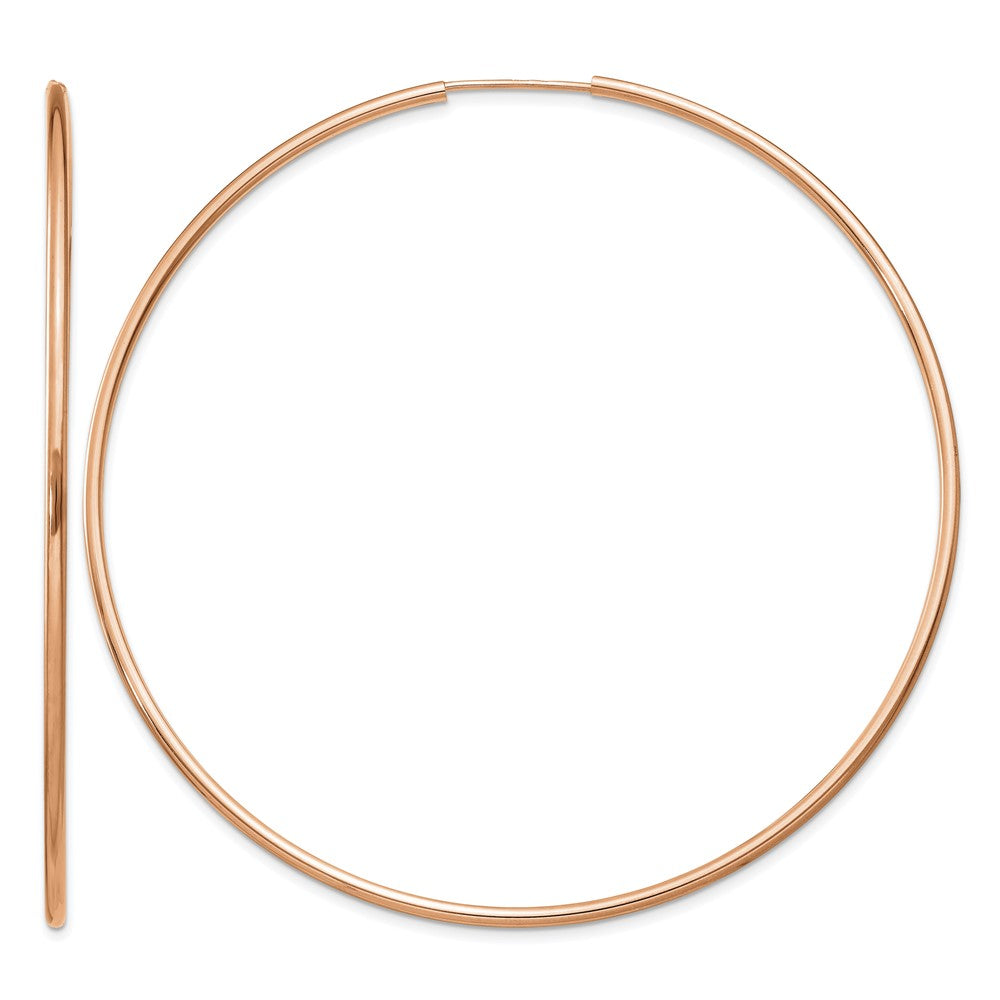 14k Rose Gold 1.50mm Polished Endless Tube Hoop Earrings