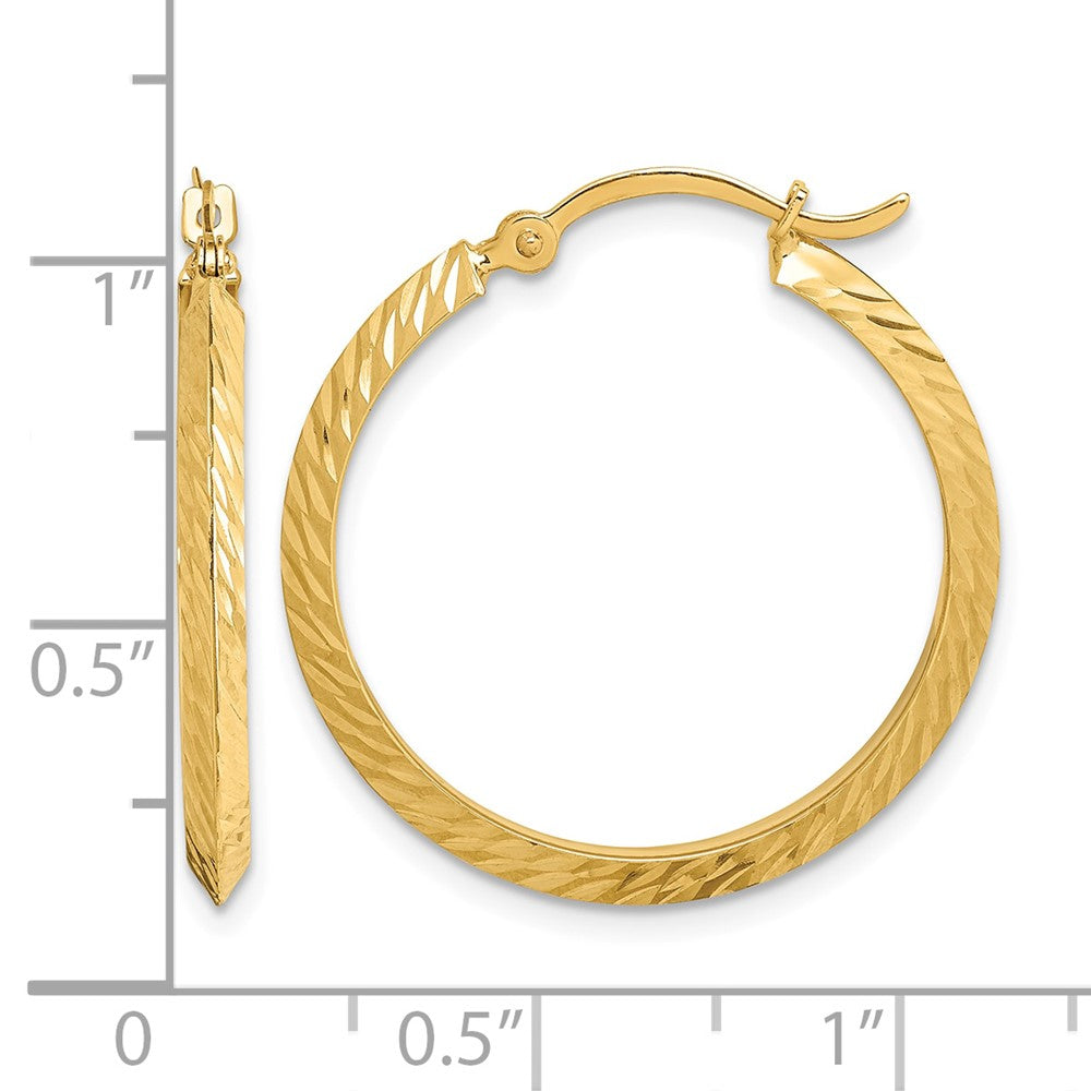 14K Polished Diamond-Cut Hoop Earrings