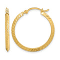 14K Polished Diamond-Cut Hoop Earrings