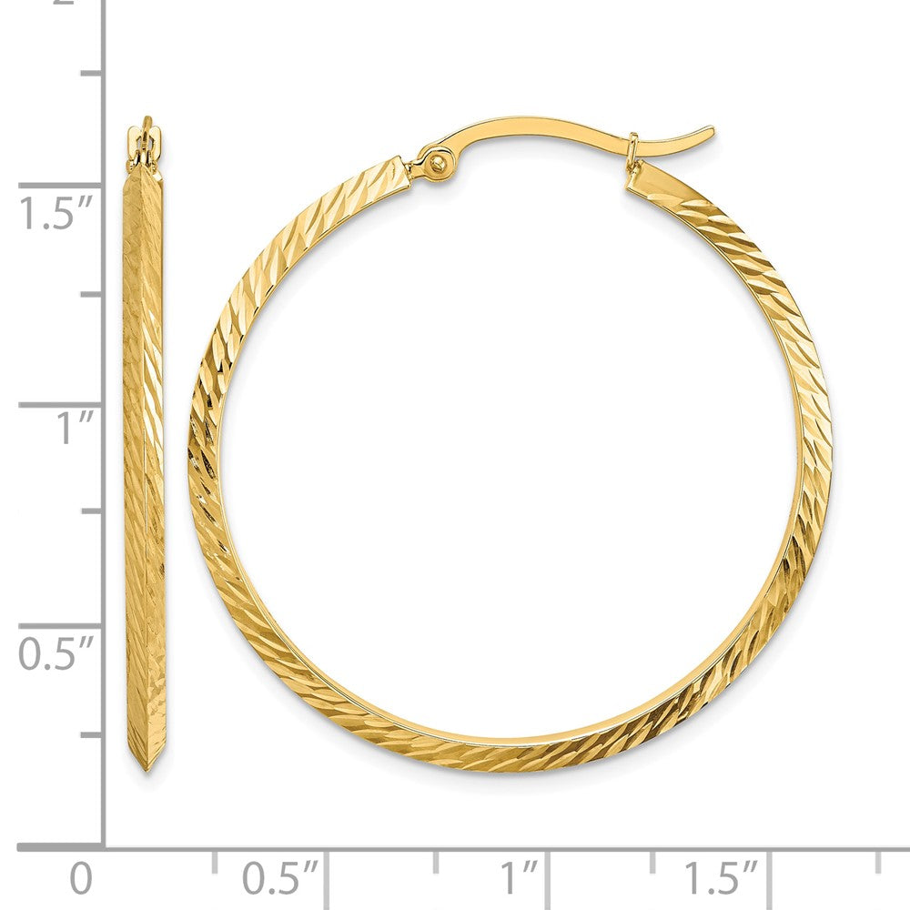 14K Polished Diamond-Cut Hoop Earrings