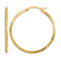 14K Polished Diamond-Cut Hoop Earrings