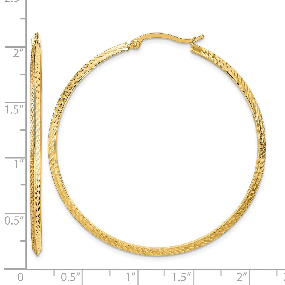 14K Polished Diamond-Cut Hoop Earrings