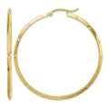 14K Polished Diamond-Cut Hoop Earrings