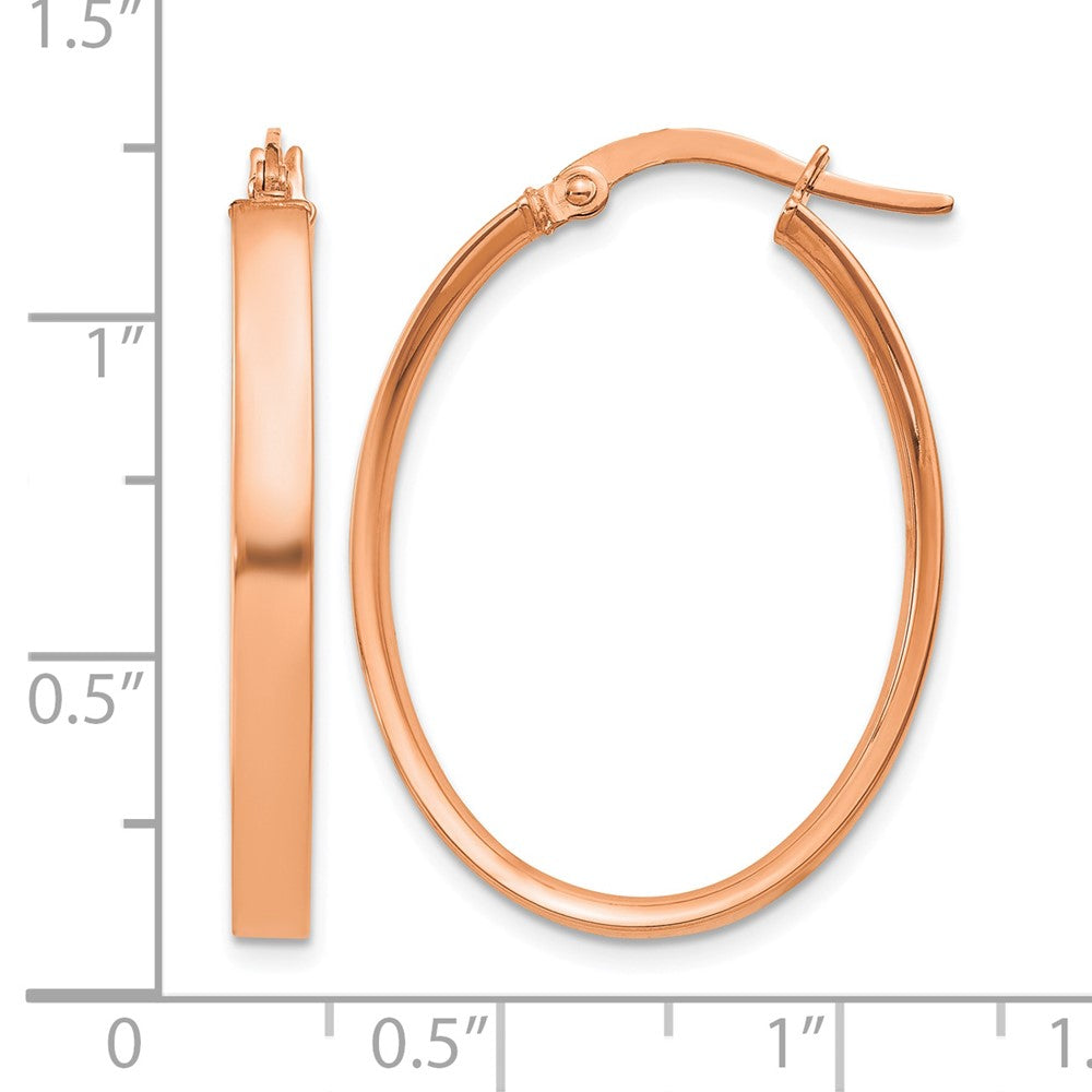 14K Rose Gold 3mm Oval Hoop Earrings