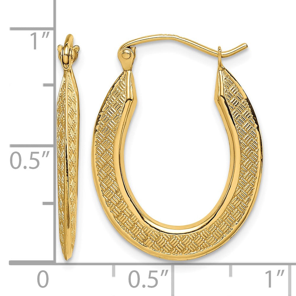 14k Textured Stamped Hoop Earrings