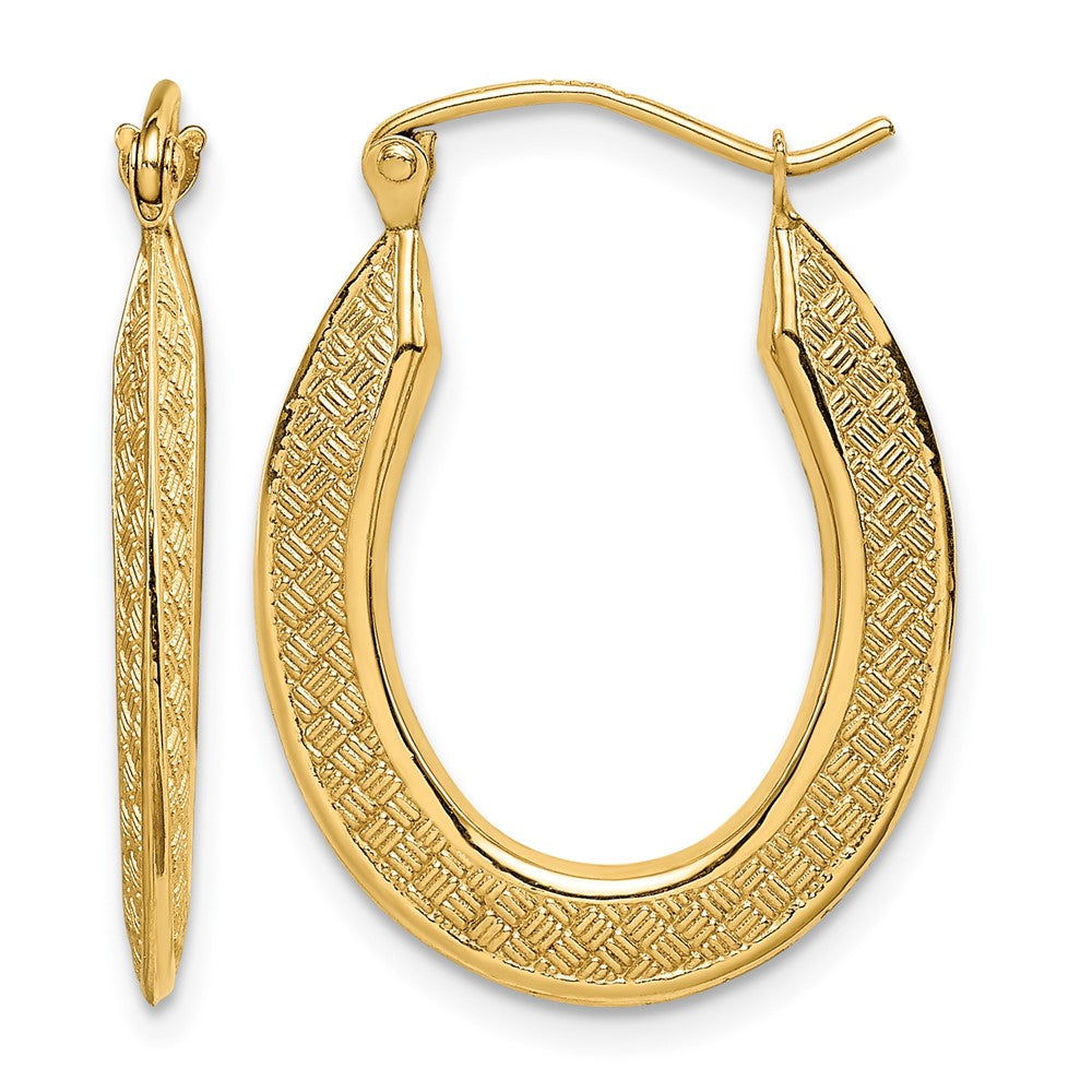 14k Textured Stamped Hoop Earrings