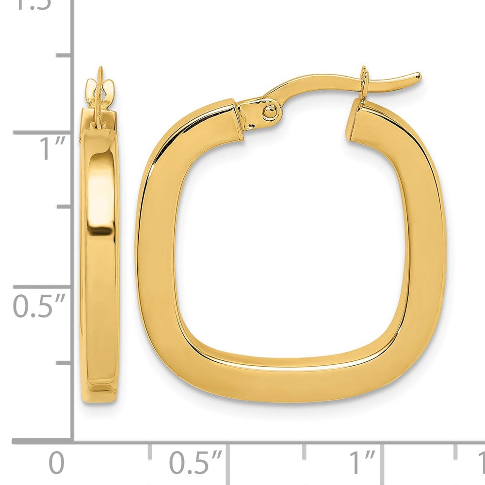 14K Square Tube Hollow Hoop Earrings