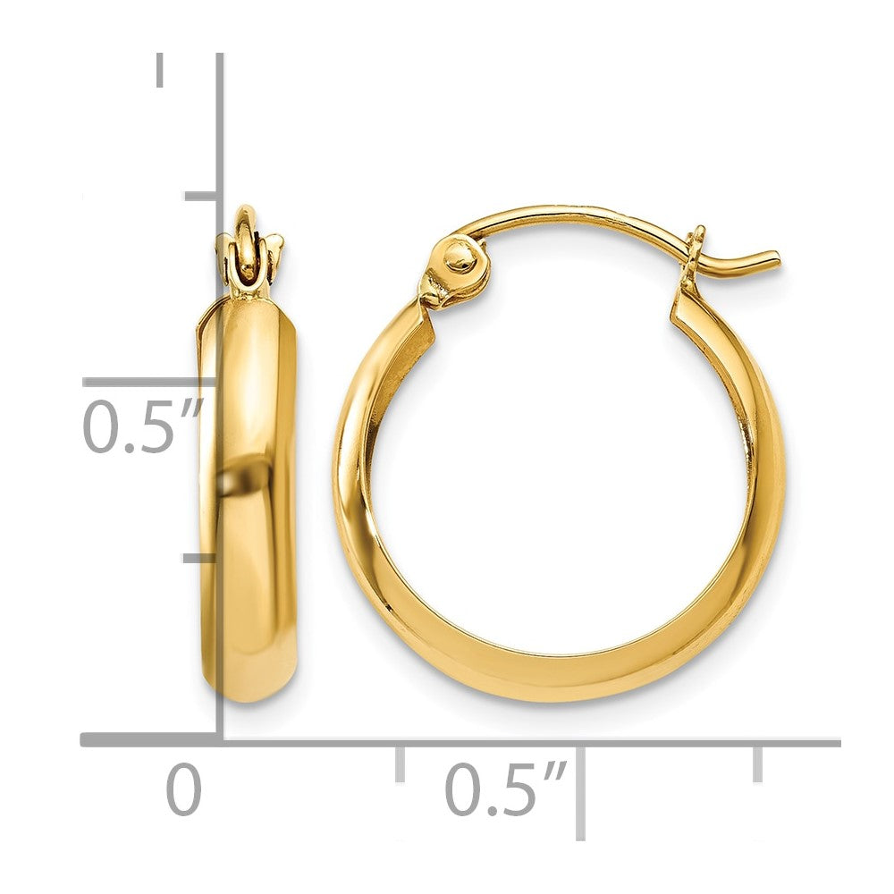 14k Polished 3.5mm Hoop Earrings