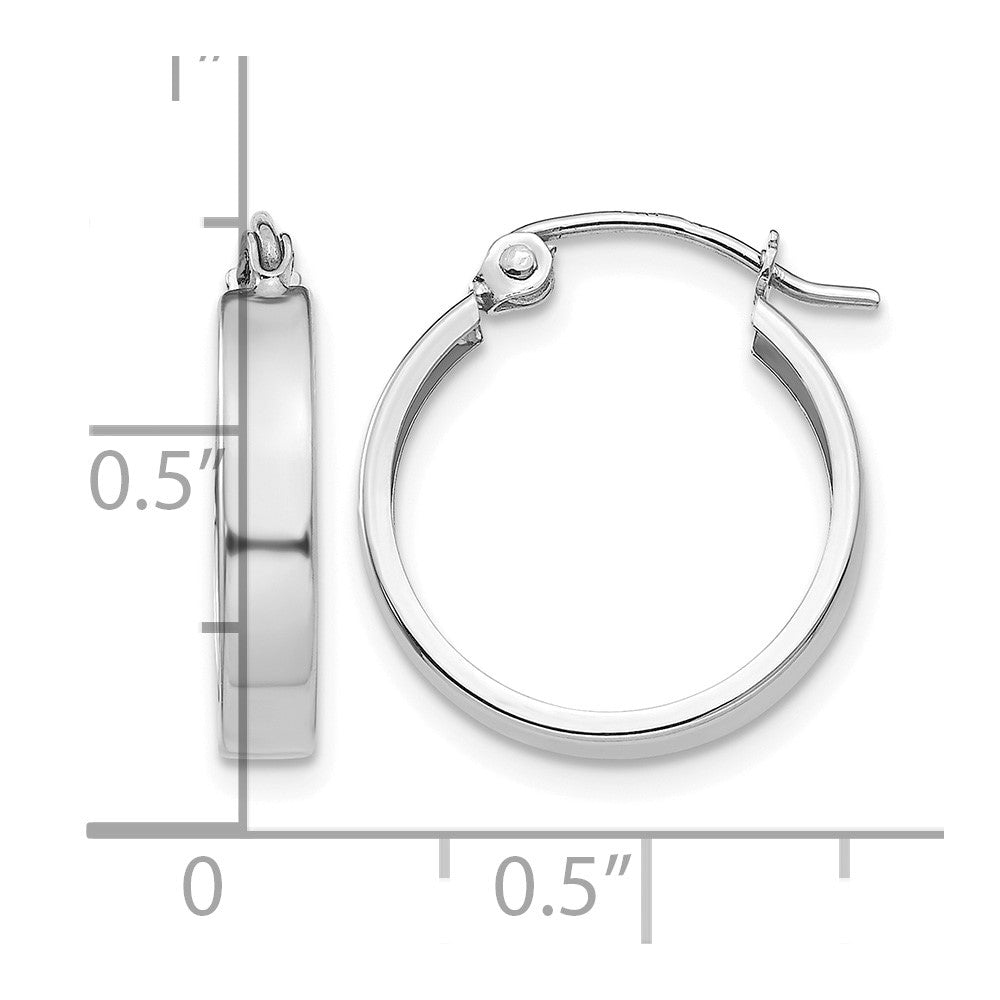 14k White Gold Polished 3mm Hoop Earrings