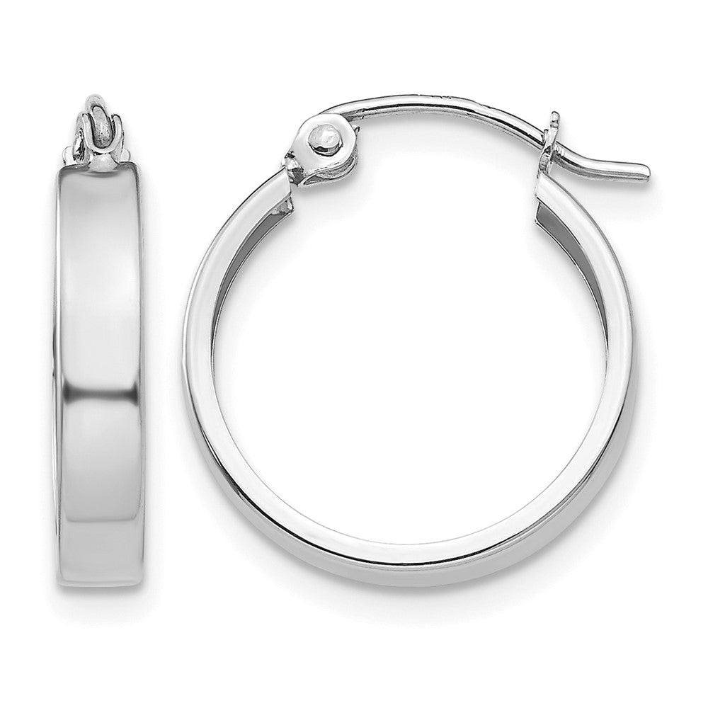 14k White Gold Polished 3mm Hoop Earrings