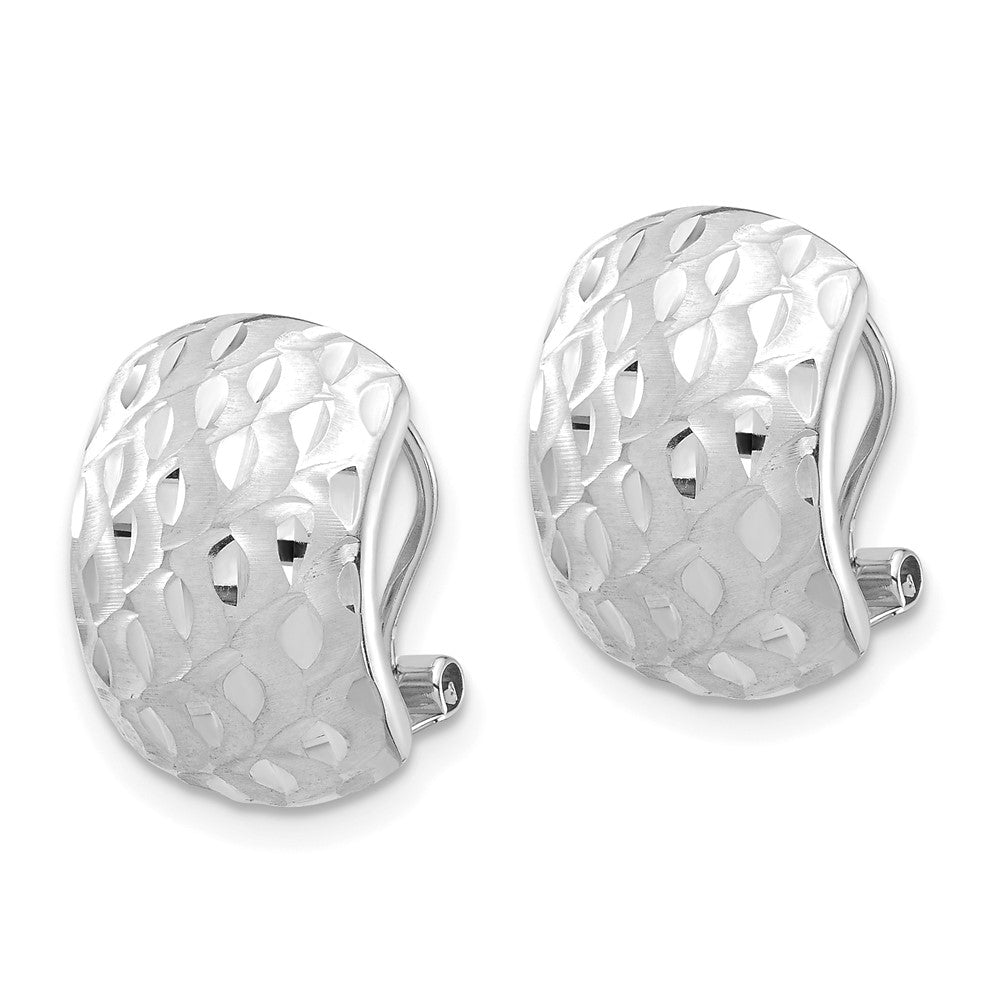 14K White Gold D/C Omega Back Earrings