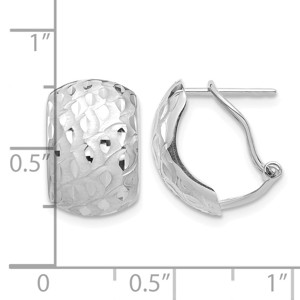 14K White Gold D/C Omega Back Earrings
