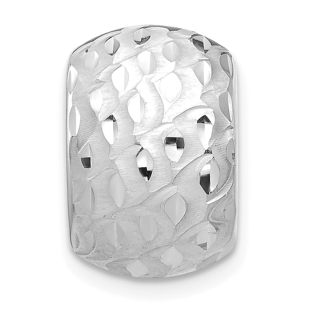 Single 14K White Gold Textured Omega Back Earring