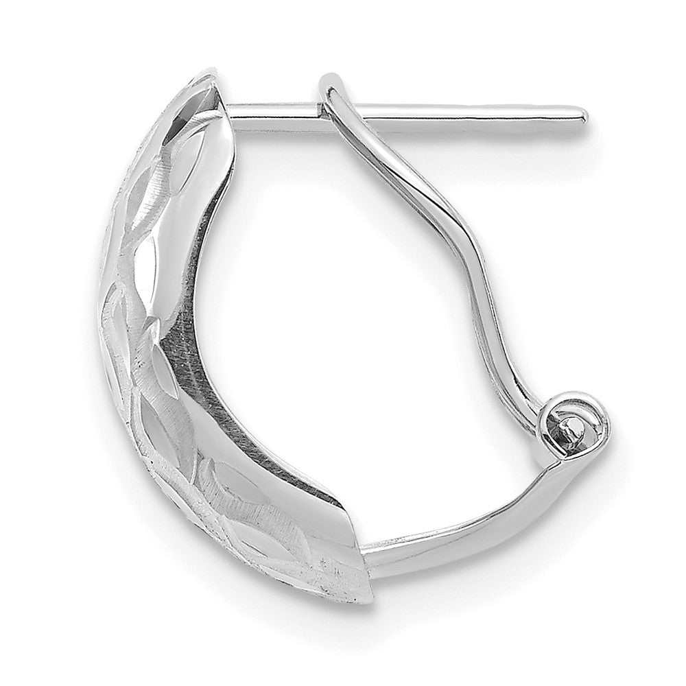 Single 14K White Gold Textured Omega Back Earring