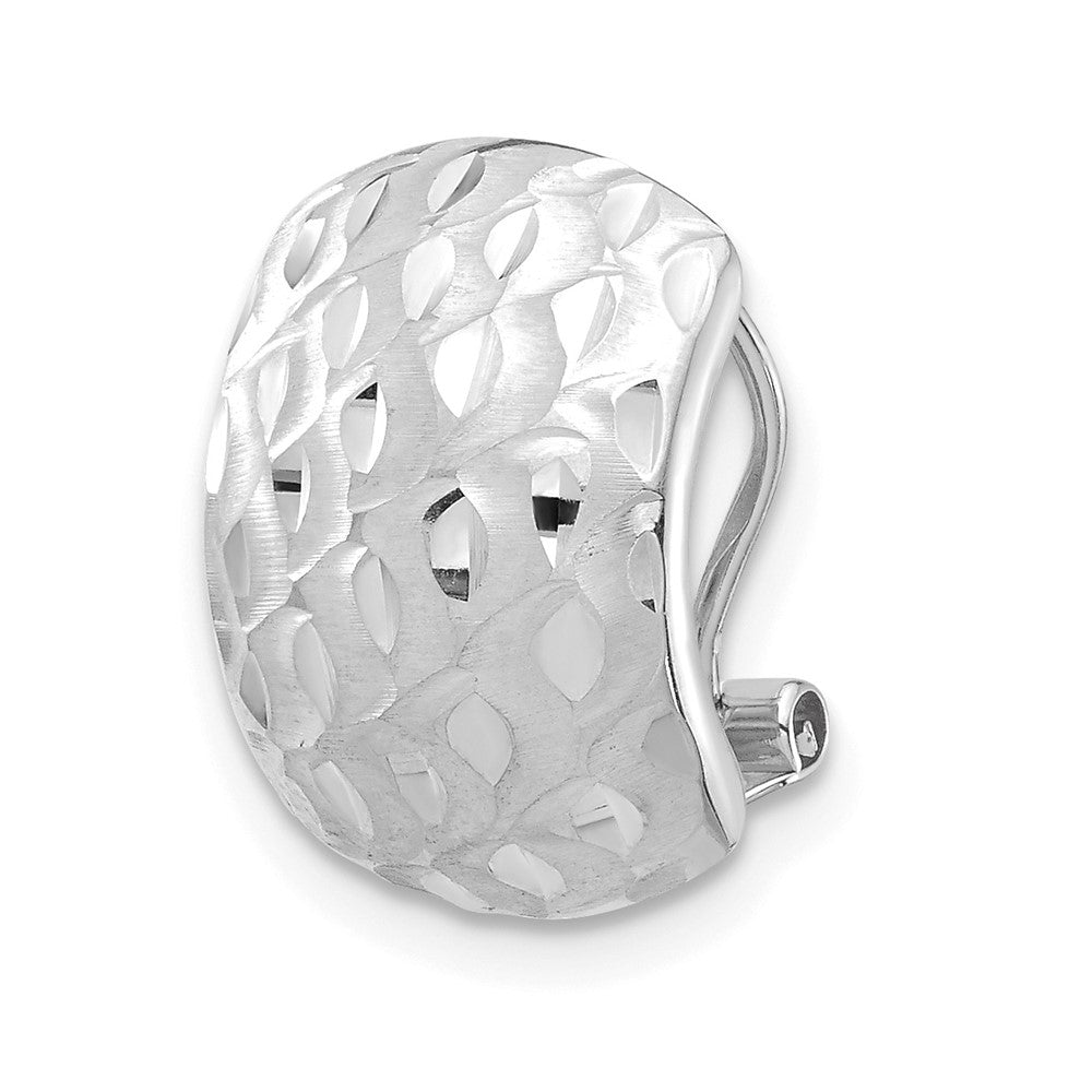 Single 14K White Gold Textured Omega Back Earring