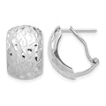14K White Gold D/C Omega Back Earrings