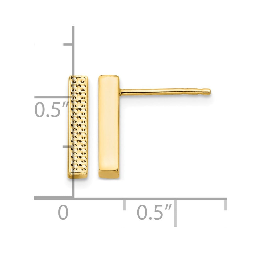 14K Textured Bar Post Earrings
