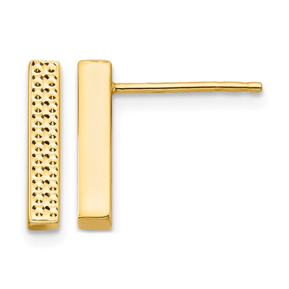 14K Textured Bar Post Earrings