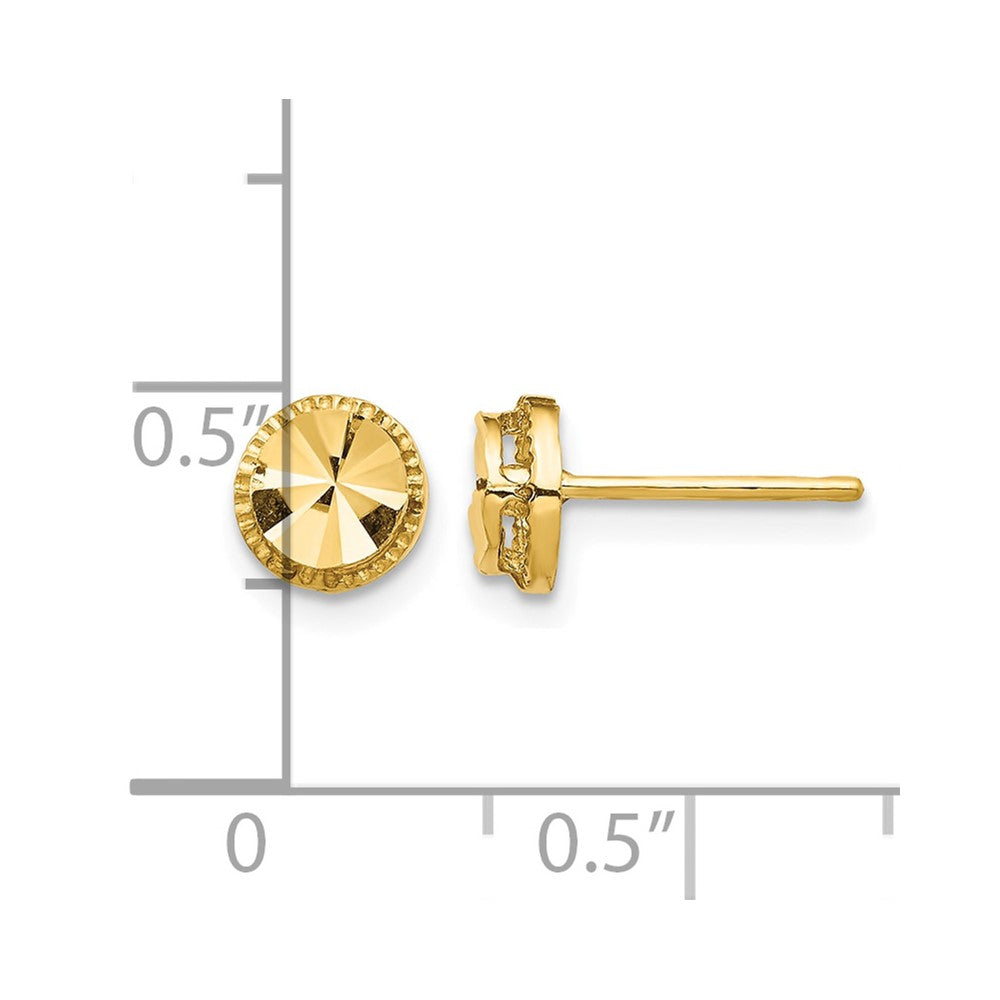 14K Diamond-Cut Round Post Earrings