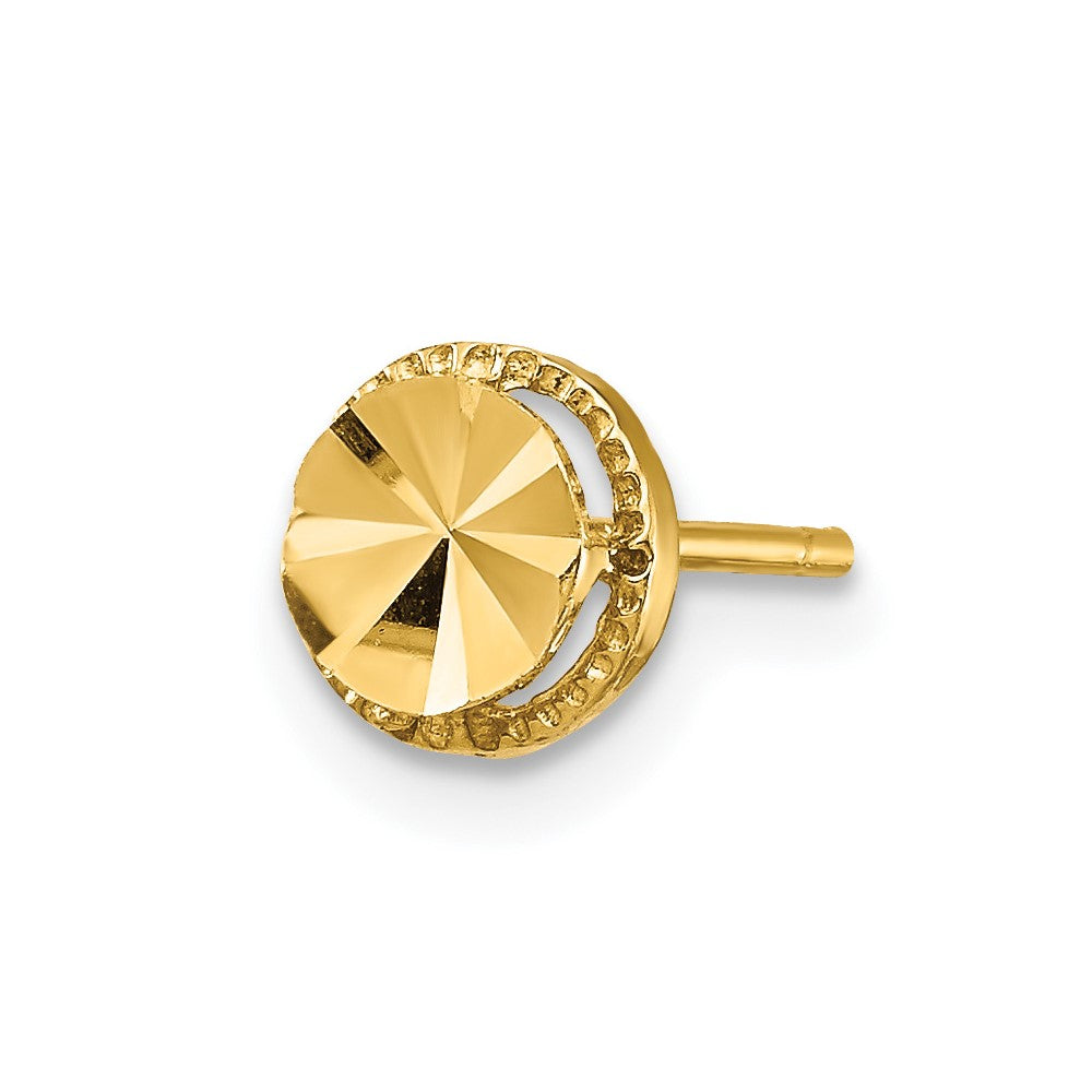 Single 14K Diamond-Cut Round Post Earring