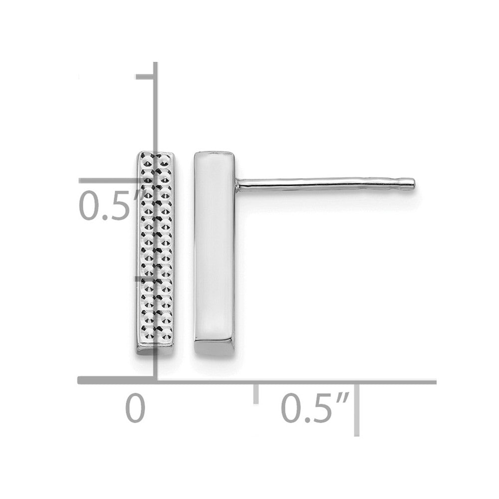 14K White Gold Textured Bar Post Earrings