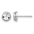 14K White Gold Diamond-Cut Round Post Earrings