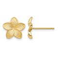 14K Polished & Textured Plumeria Post Earrings