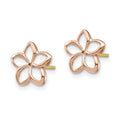 14K Two-tone Rose & Yellow Polished Plumeria Cutout Post Earrings