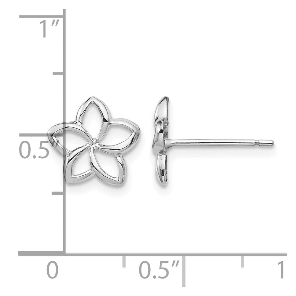 14K White Polished Plumeria Cutout Post Earrings