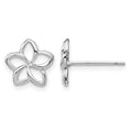 14K White Polished Plumeria Cutout Post Earrings